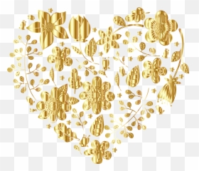 Gold Computer Icons Floral Design - Transparent Png Heart Gold Png,Flower Background Png