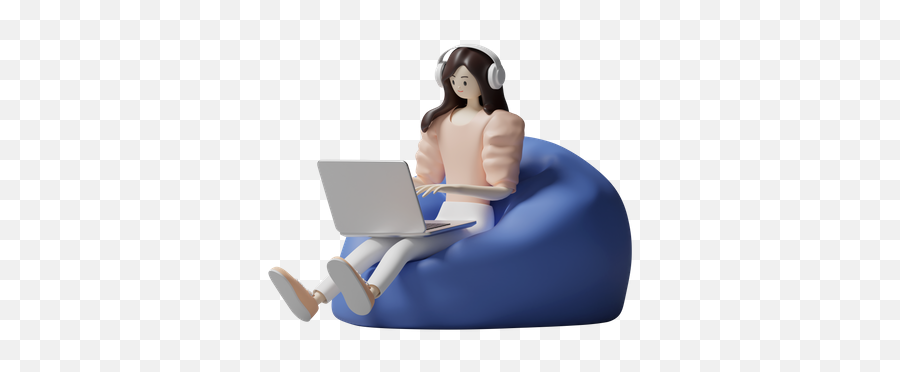 Premium Female Working From Home 3d Illustration Download In - Work From Home Icon 3d Png,Work From Home Icon