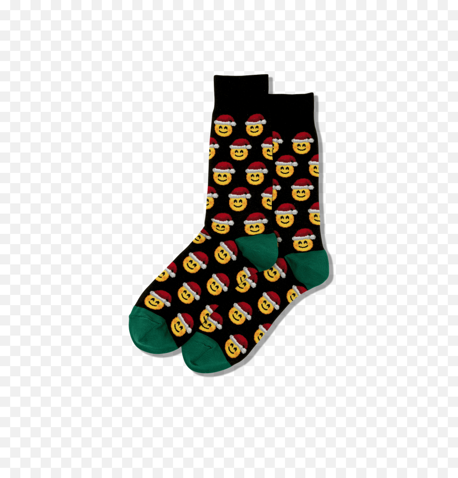 Menu0027s Santa Smile Emoji Socks - Black Sock Png,Smile Emoji Transparent