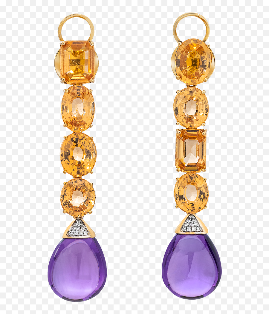 Pair Of Amethyst And Yellow Garnet Earrings - Solid Png,Garnet Icon