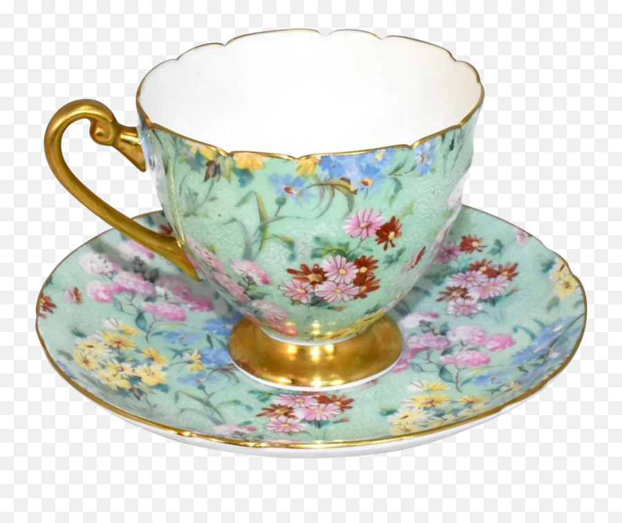 Shelley Melody Chintz Teacup And Saucer Ripon 13382 - Tea Cup And Saucer Transparent Background Png,Tea Set Png