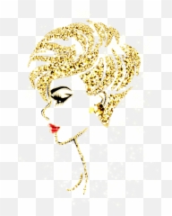 Download Gold Glitter Sparkle Red Lips Profile Lady - Illustration Png,Gold Sparkle Png