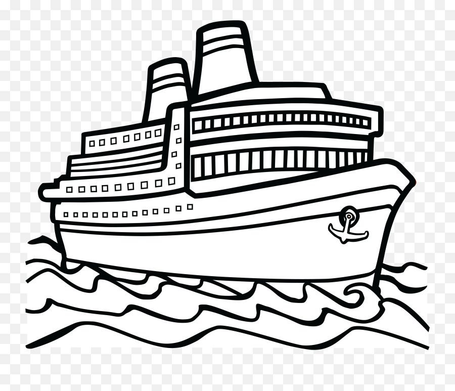 Cruise Ship Black And White Clipart - Clip Art Black And White Ship Png,Cruise Ship Png