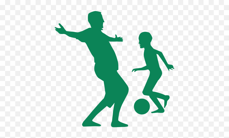 Father And Son Playing Football Silhouette - Transparent Png Pai E Filho Jogando Bola Desenho,Football Silhouette Png