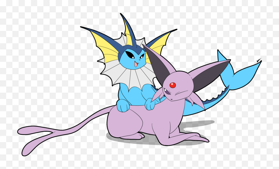 Vaporeon And Espeon By Cogmoses - D7u60c6 Pokemon Vaporeon Pokemon Vaporeon And Espeon Png,Espeon Png