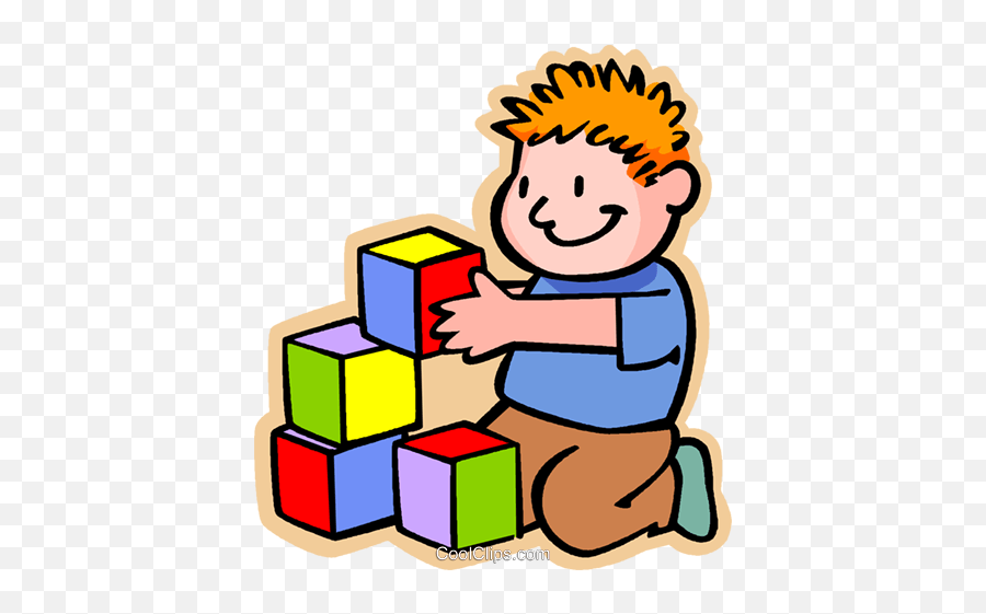 Boy With Colored Building Blocks - Kid Playing With Blocks Clipart Png,Building Blocks Png