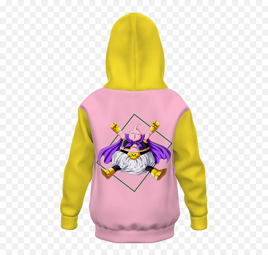 Dragon Ball Happy Innocent Cheering Majin Buu Kids Hoodie - Purple Mermaid Hoodie Png,Majin Buu Png