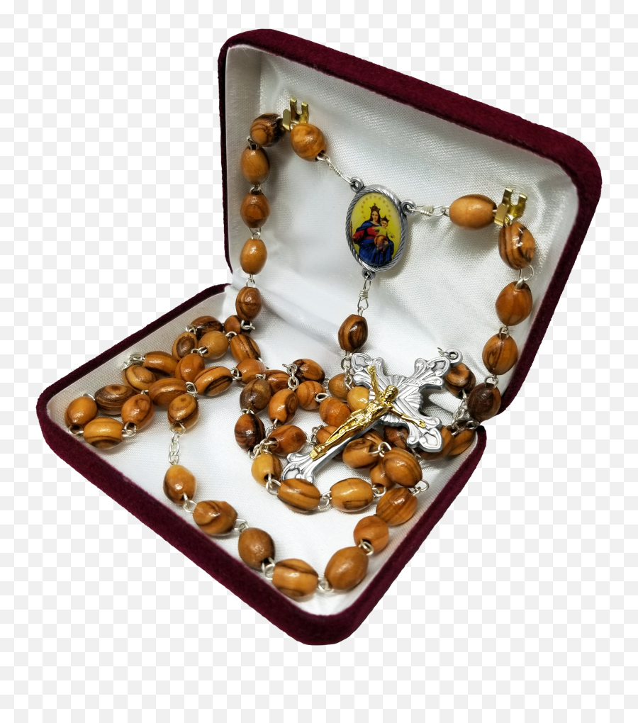 Olive Wood Rosary With Virgin Mary And Jesus Oval Medal - Olive Wood Rosary With Divine Mercy Of Jesus Oval Medal Png,Perpetual Help Icon