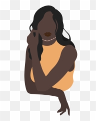 On The Harp - Black Woman Illustration Png