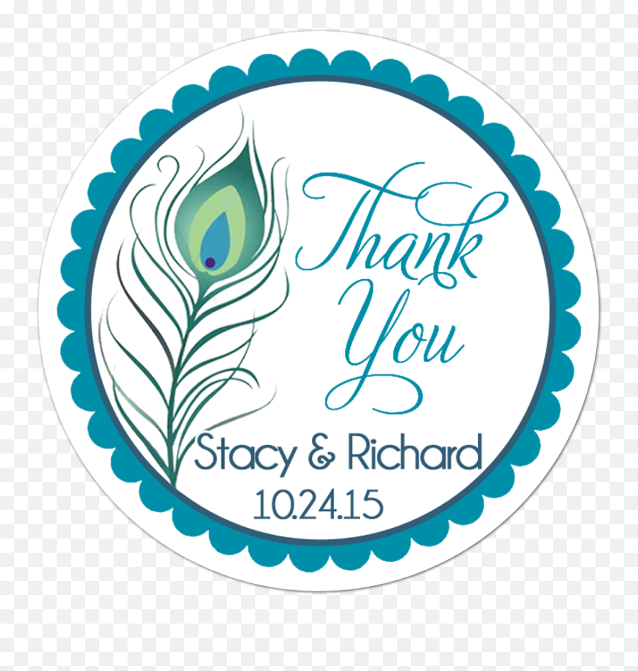 Peacock Feather Personalized Wedding Favor Sticker - Military Wheel Png,Peacock Png