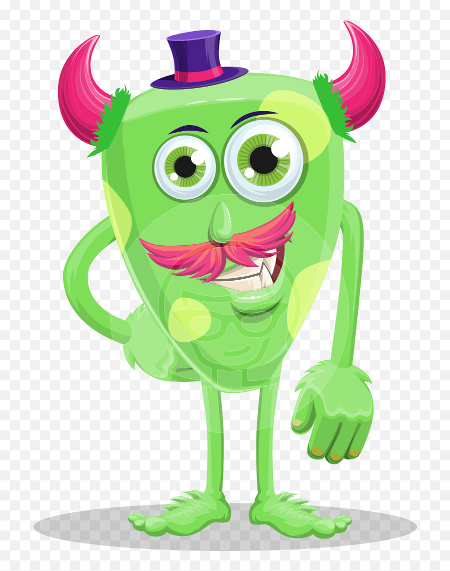Cartoon Monster With Horns Character Illustrations Graphicmama - Cartoon Monster With Horns Png,Horns Png