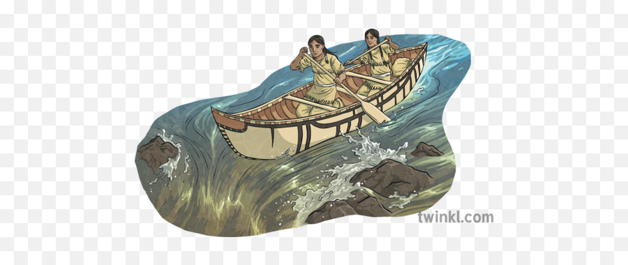 American Indigenous Peoples In Canoe - Fact File About North America Png,Canoe Png
