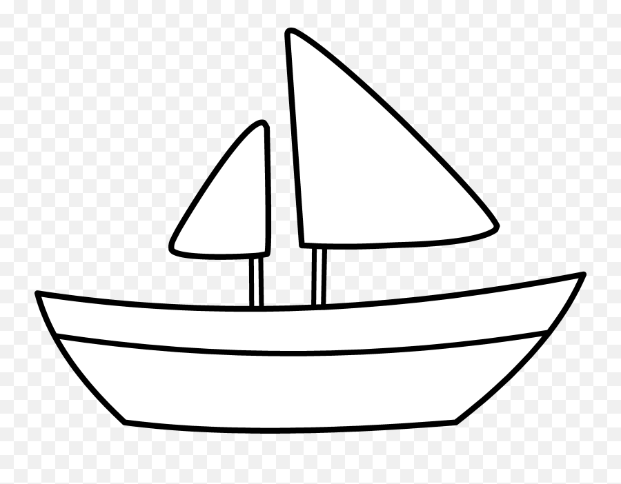 Cartoon Boat Outlines Clipart Image - Boat Clipart Black And White Png,Cartoon  Boat Png - free transparent png images 