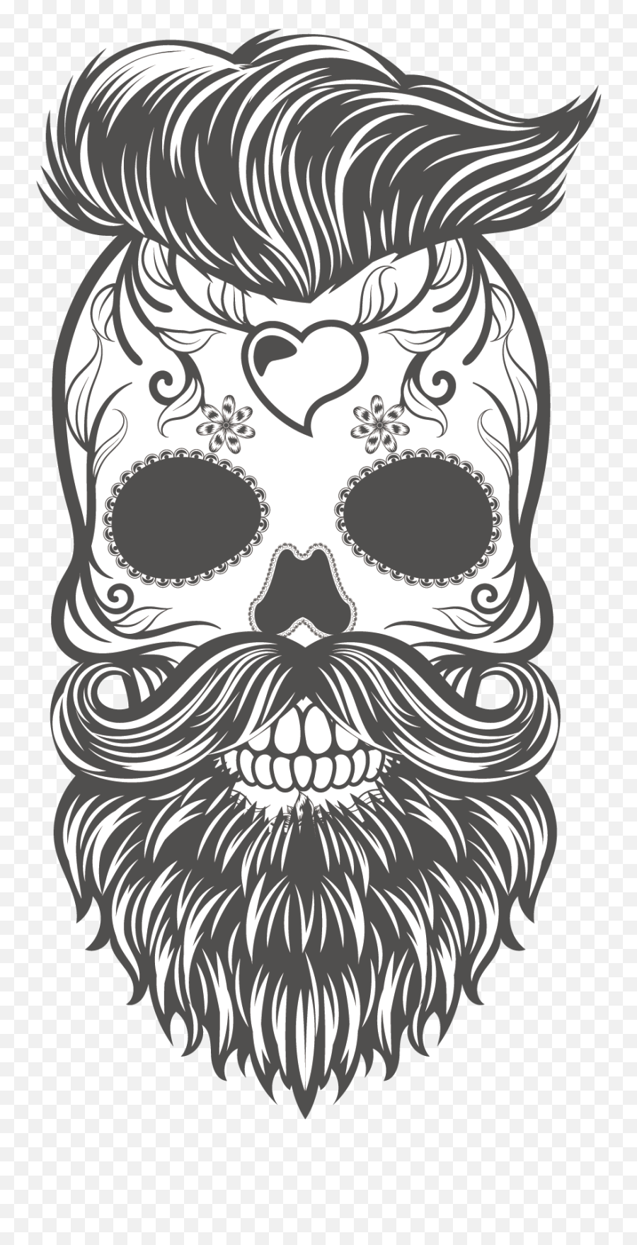 And Skull Painted Calavera Sticker Hand Vector Clipart - Sugar Skull With Beard Png,Calavera Png