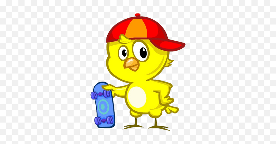 Download Little Yellow Chickadee With Skateboard Transparent - Galinha Pintadinha E Os Personagens Png,Chicken Little Png