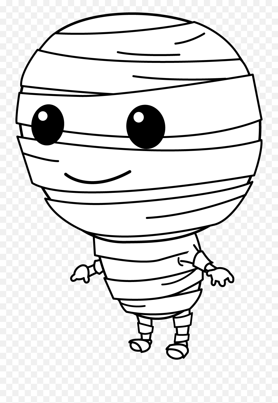Mummy - Cute Halloween Black And White Clipart Png,Mummy Png