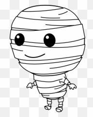 Mummy - Cute Halloween Black And White Clipart Png,Mummy Png