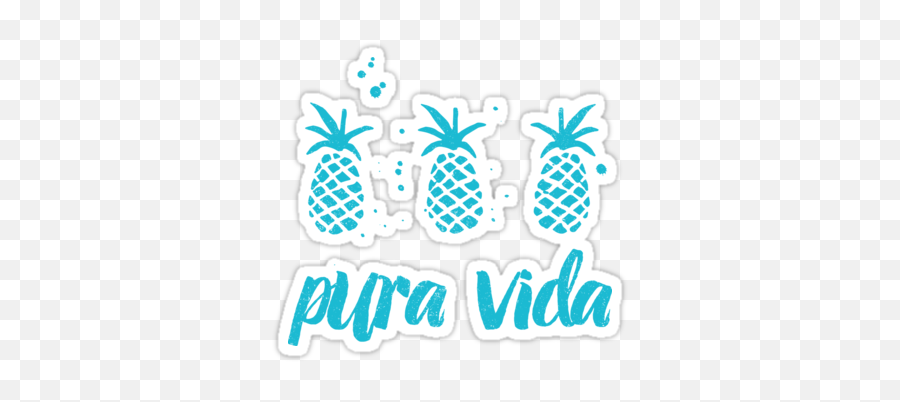 Pura Vida Pineapples In Blue - Sticker Blue Pura Vida Sticker Png,Costa Vida Logo