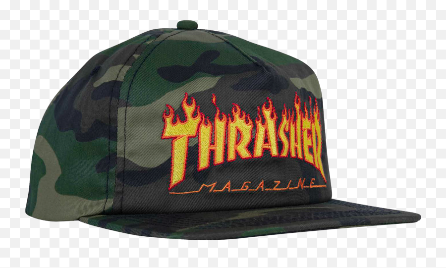 Thrasher Flame Logo Embroidered Snapback Hat - Camo Thrasher Flame Camo Hat Png,Thrasher Logo Transparent
