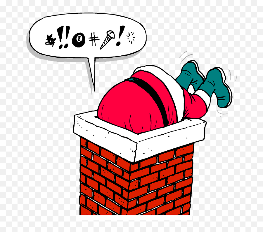 Png Santa Chimney Stuck Christ - Santa Claus Chimney Funny,Chimney Png