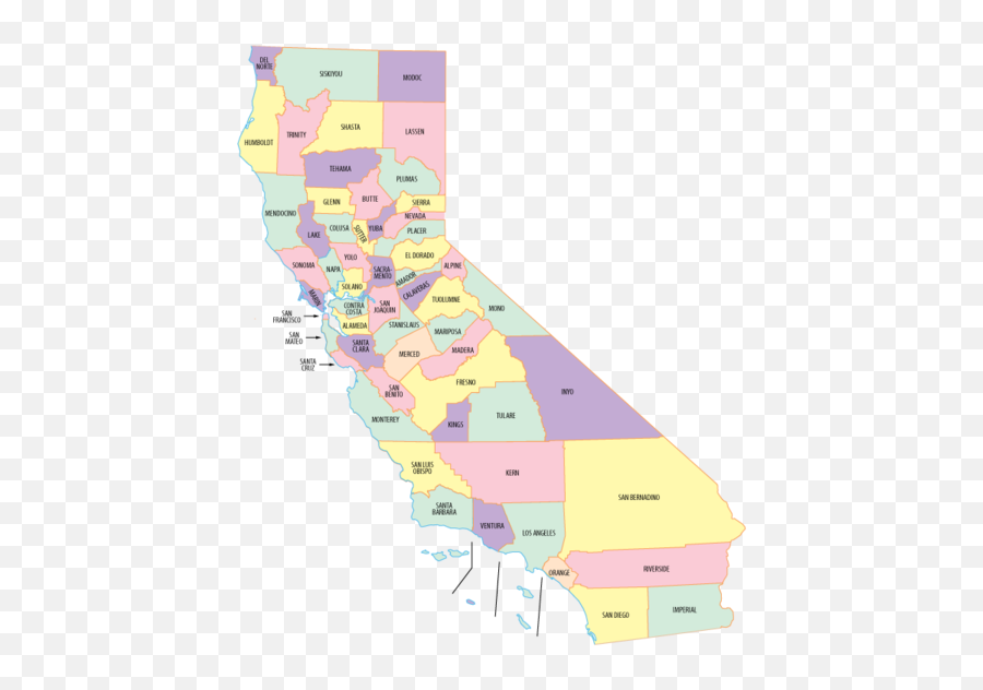 California County Map And - Labeled Counties Of California Png,California Map Png