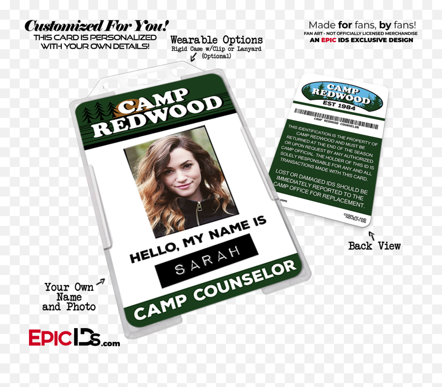 Camp Redwood U0027american Horror Storyu0027 Counselor Cosplay Name Badge Custom Photo Personalized - Men In Black International Badge Png,American Horror Story Logo