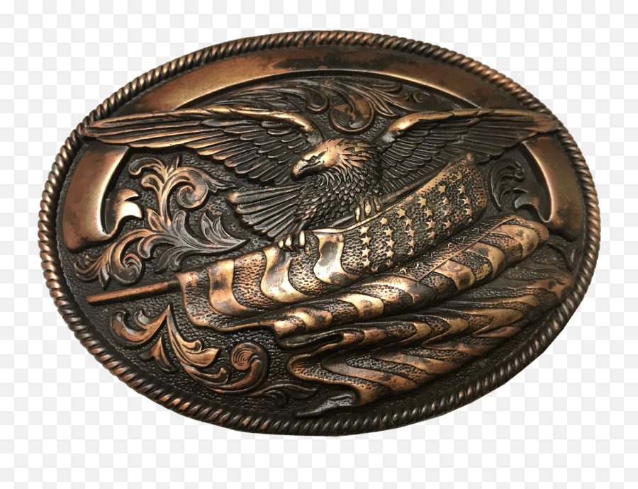 Nocona Eagle U0026 American Flag Buckle - Copper Solid Png,American Flag Eagle Png