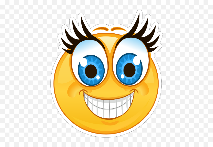 Crazy Blue Eyes Big Smile Emoji Sticker - Big Smile Emoji Png,Crazy Eyes Png