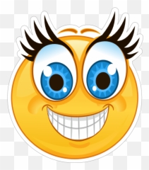 Crazy Blue Eyes Big Smile Emoji Sticker - png