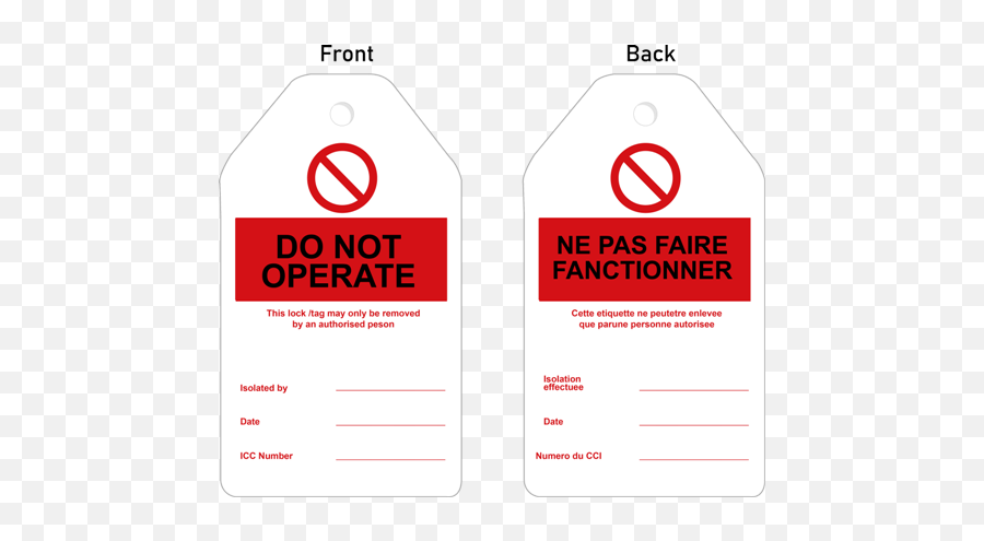 Do Not Operate English French Back White U0026 Red Tag 300 Count - Label Png,Red Tag Png