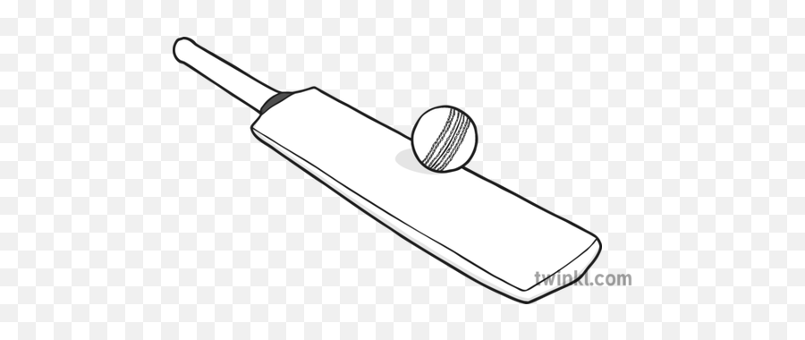 Cricket Bat And Ball Black White Illustration - Twinkl Cricket Bat And Ball Drawing Png,Cricket Bat Png