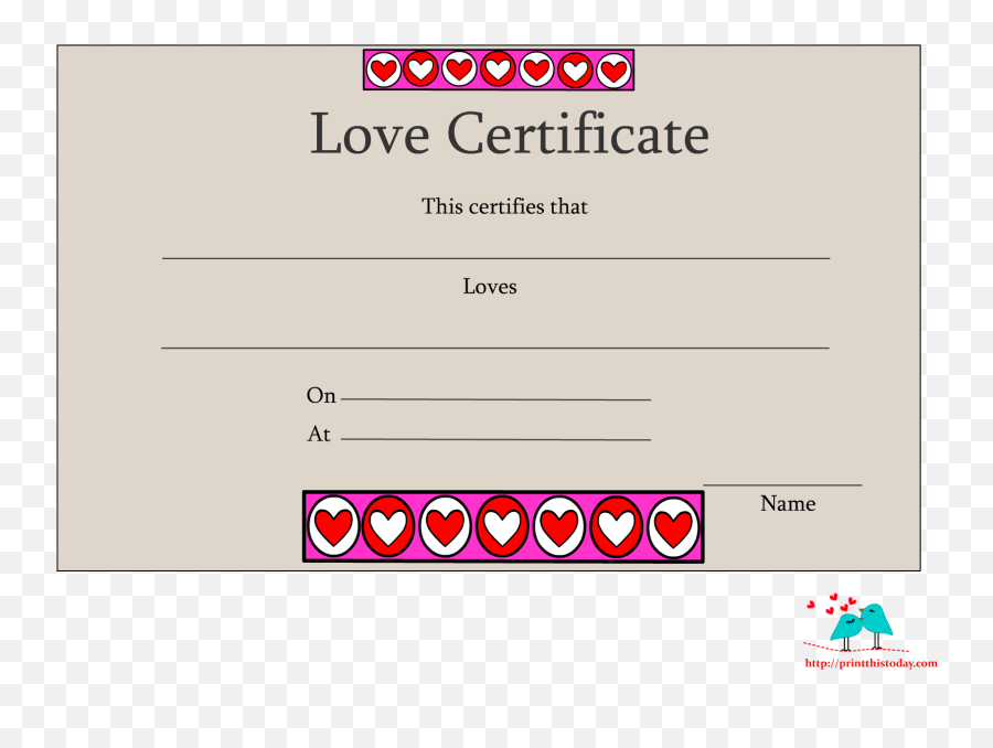 Download Love Certificate Printable - Love Certificate Template Png,Certificate Background Png