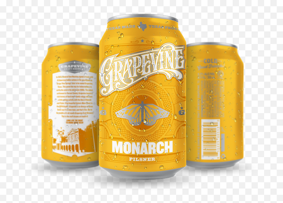 Grapevine Craft Brewery Refreshes Its Monarch Beer - Caffeinated Drink Png,Grapevine Png