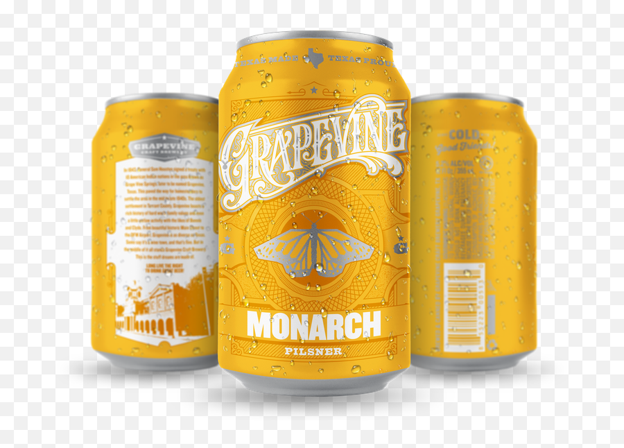 Grapevine Craft Brewery Refreshes Its Monarch Beer - Caffeinated Drink Png,Grape