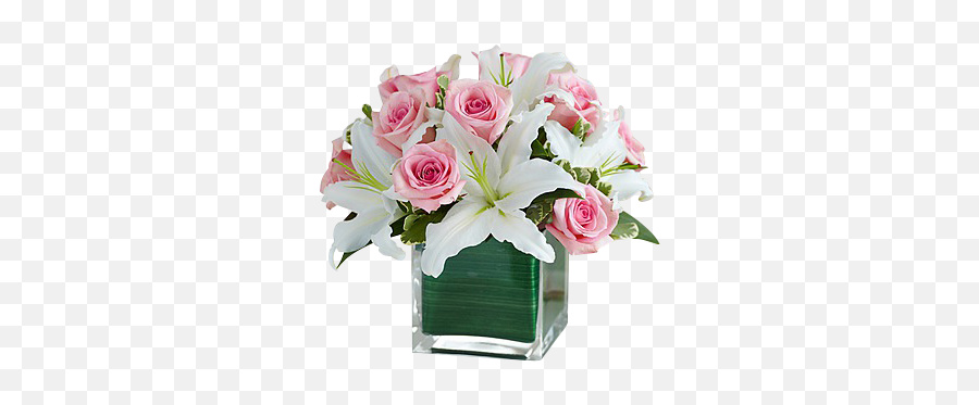 Pink Roses And White Lilies - Pink Roses And White Lilies Png,White Lily Png