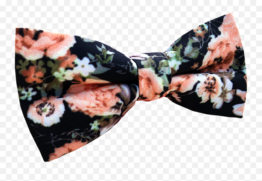 Mens Black Peach Floral Pre - Tied Bow Tie Cotton Bowties For Wedding Paisley Png,Black Bow Tie Png