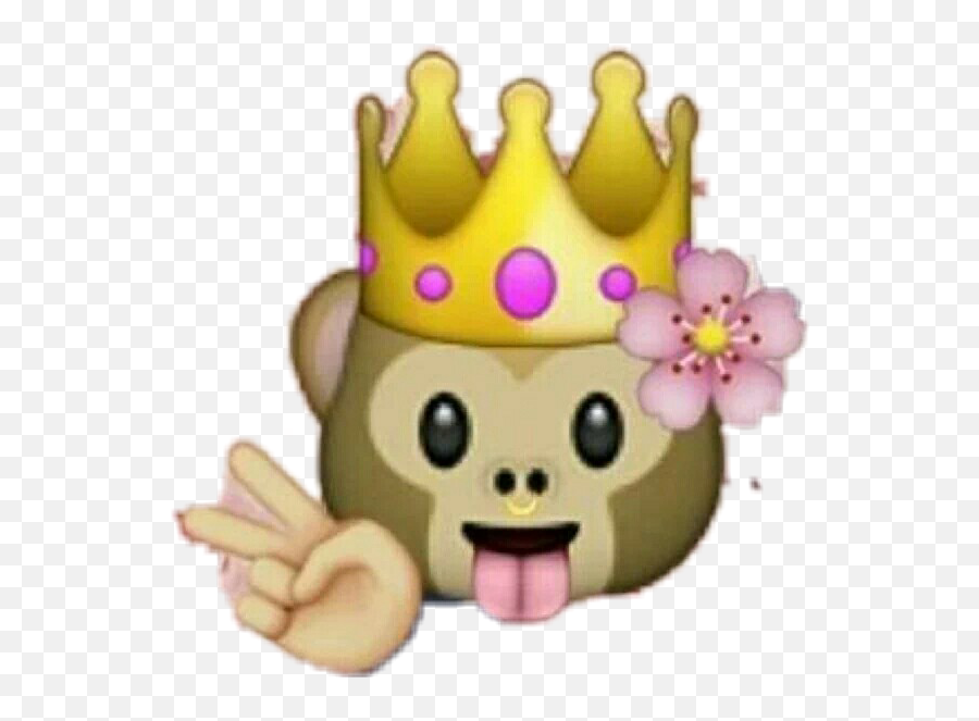 Sticker Queenmonkey Monkey Queen Emojistickers Emoji - Emoji Flower Crown Monkey Emoji Png,Monkey Transparent Background
