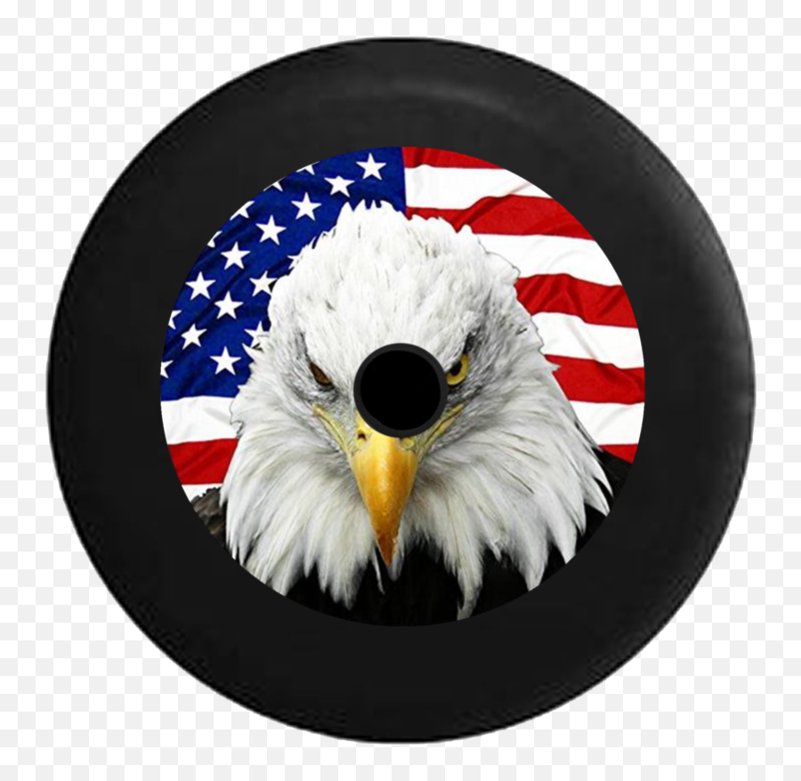 Jeep Wrangler Jl Backup Camera Patriotic American Eagle With Usa Flag Camper Spare Tire Cover Custom Sizecolorink - P124 Eagle Tire Cover Png,American Flag Eagle Png