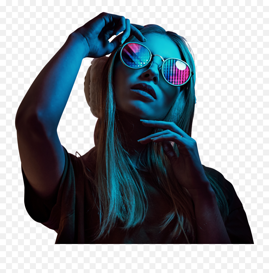 Neon Light Lady Png - Vogue Cover Challenge Pose,Ball Of Light Png