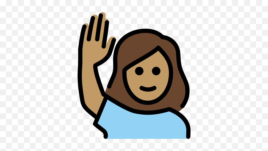 U200d Woman Raising Hand Medium Skin Tone Emoji - Mano Levantada Png,Hand Clapping Icon