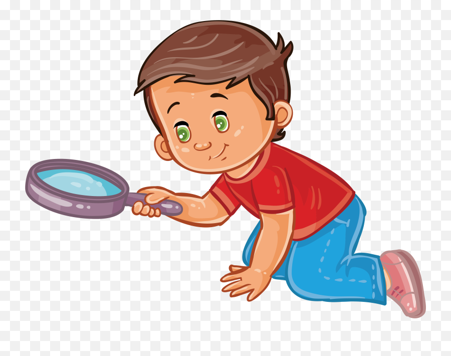 Transparent Background Child With Magnifying Glass Clipart - Kid With Magnifying Glass Clipart Png,Child Transparent Background