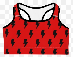 Black Red Lightning Bolts Sports Bra - png