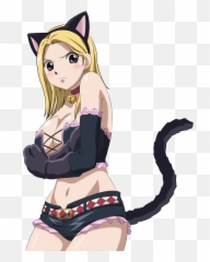 Fairy Tail Lucy Heartfilia Animal Ears Breast Hold Cleavage - Fairy Tail Lucy Cat Suit Png,Lucy Heartfilia Transparent
