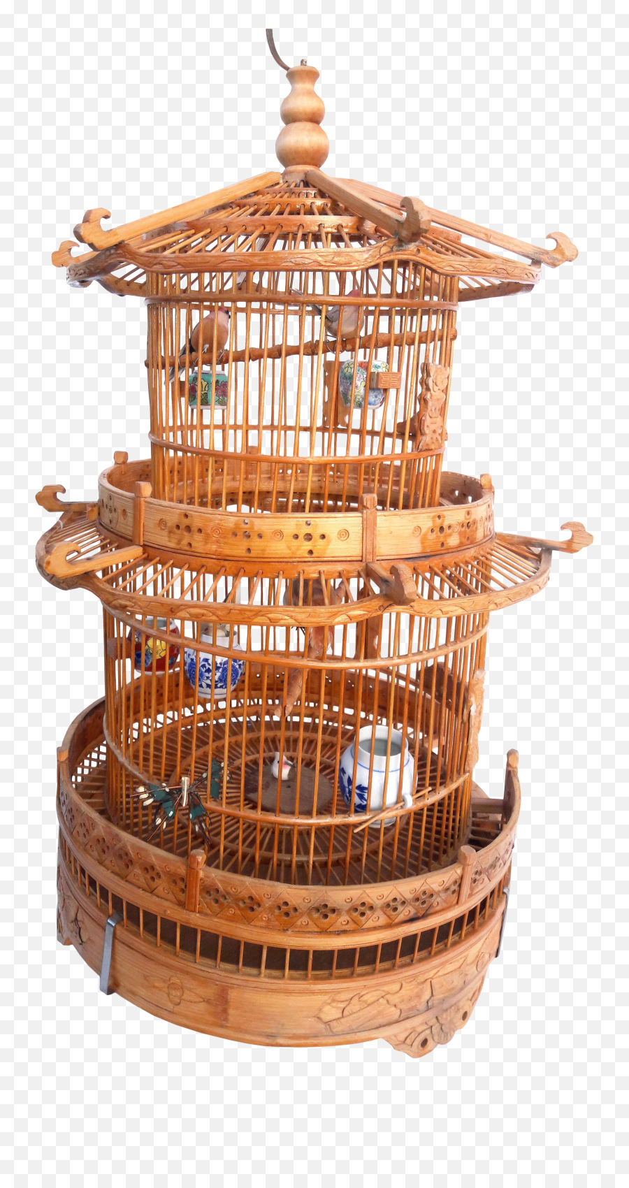 Vintage Chinoiserie Pagoda Birdcage Large Chinese Bamboo Style - Cage Png,Bird Cage Png