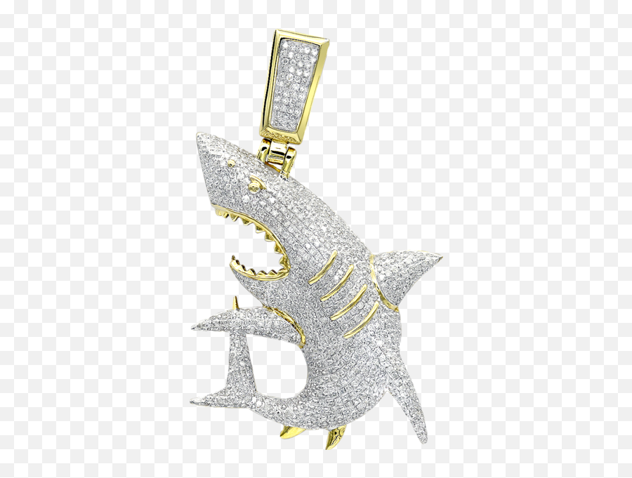 Iced Out Hungry Shark Pendant - Diamond Pendant Men Png,Pendant Png