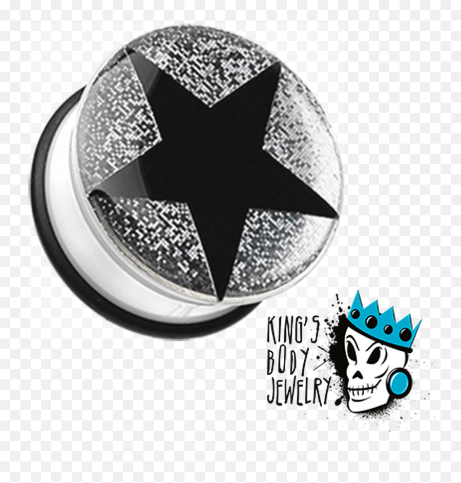 Black Star With White Glitter Plugs 2 Gauge - 1 Inch Portable Network Graphics Png,Black Star Logo