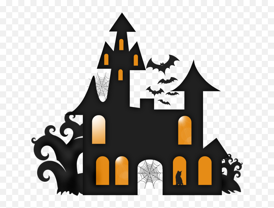 Haunted House Silhouette Clip Art - Printable Haunted House Silhouette Png,Haunted House Png