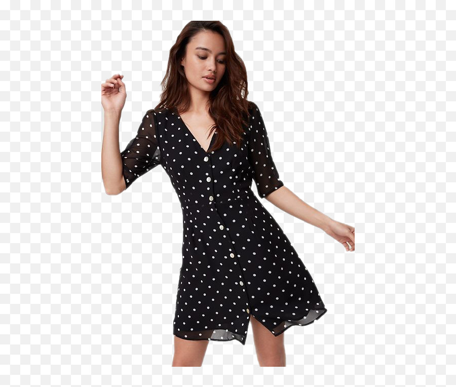 Long Dress Png Background Play - Short Sleeve Button Up Dress,Polka Dot Background Png
