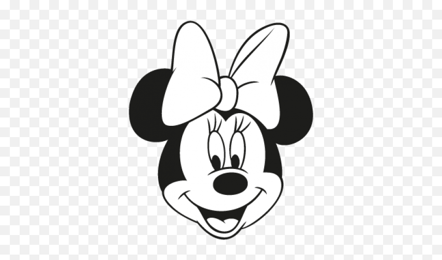 Minnie Mouse Head Clipart Black And White - Cara Minnie Mouse Vec...