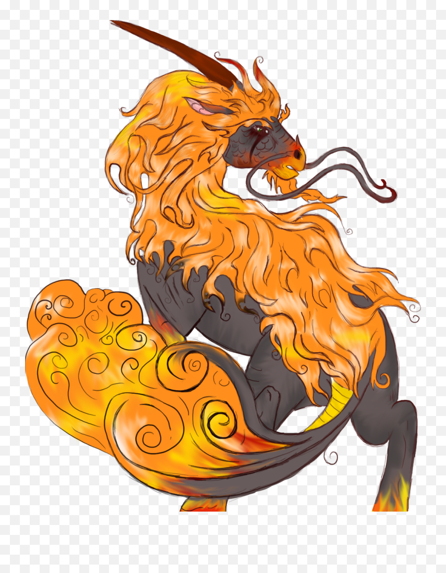 Fire Kirin Drawing - Fictional Character Png,Kirin Icon